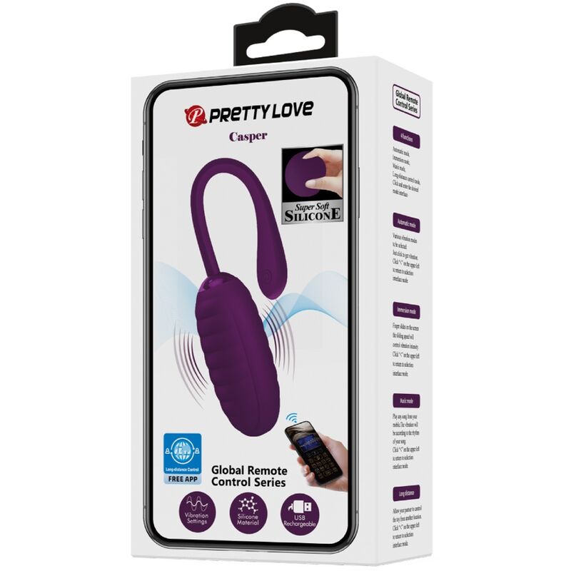 PRETTY LOVE - CASPER ROXO OVO VIBRATÓRIO RECARREGÁVEL
