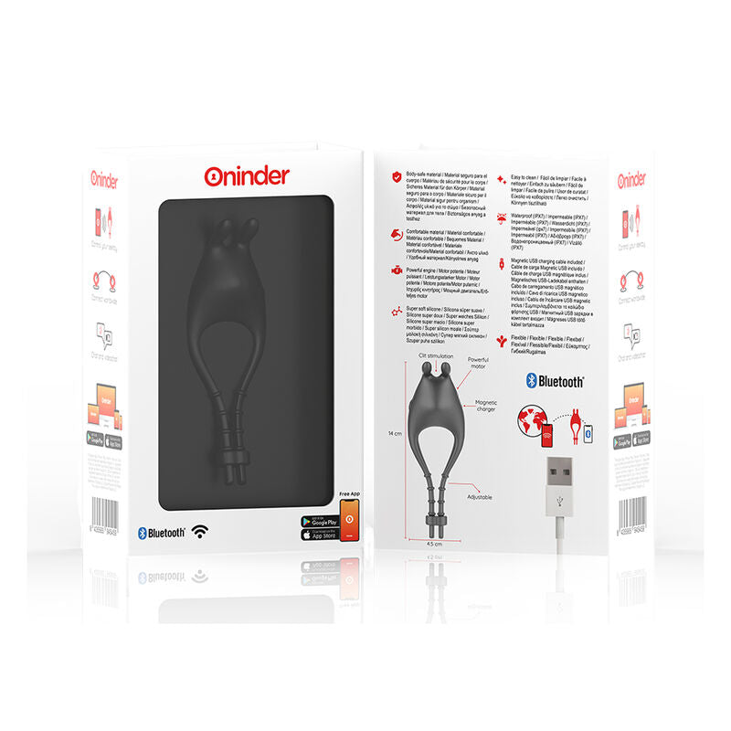 ONINDER - ANEL VIBRADOR AJUSTÁVEL RECARREGÁVEL PAMPA COM ESTIMULADOR DE CLITÓRIS 10 VELOCIDADES - APLICATIVO GRÁTIS