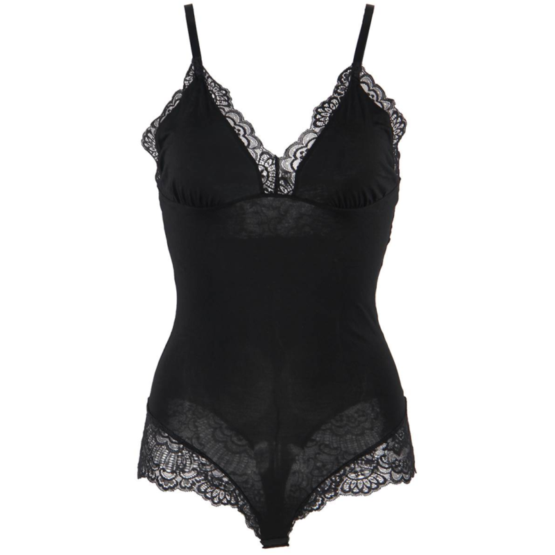 SUBBLIME - TEDDY CON DETALLES DE ENCAJE FLORAL NEGRO S/M
