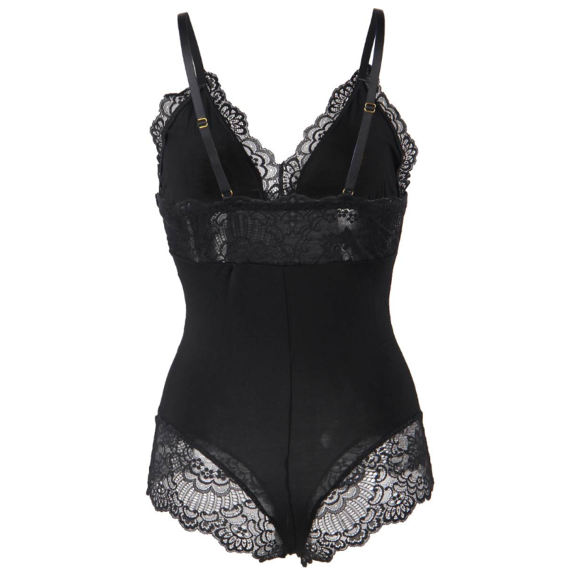 SUBBLIME - TEDDY CON DETALLES DE ENCAJE FLORAL NEGRO S/M