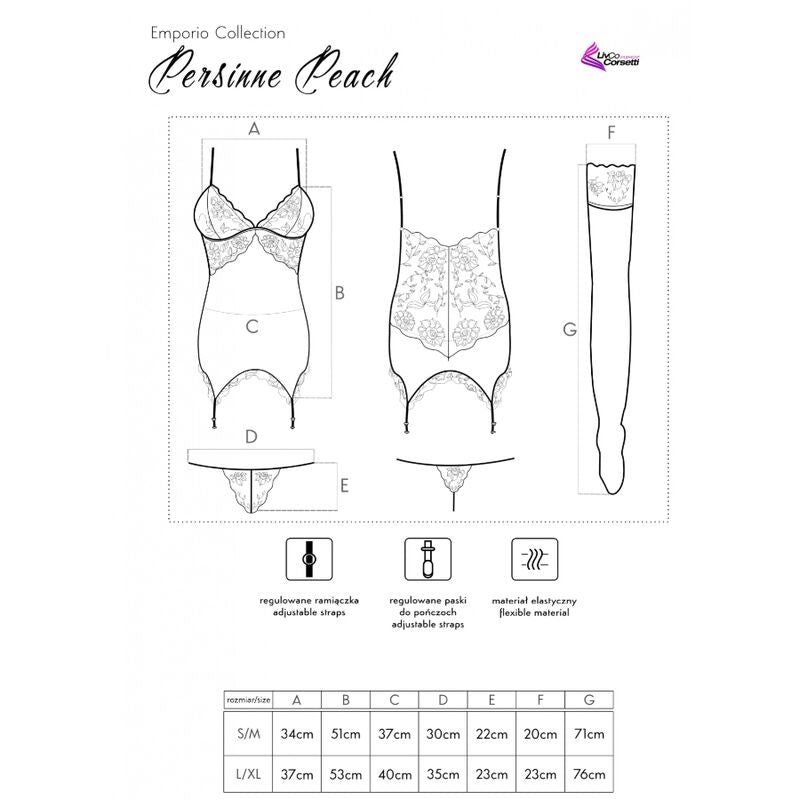 LIVCO CORSETTI FASHION - CONJUNTO PERSINNE PEACH DE CORSÉ + BRAGUITA + MEDIAS