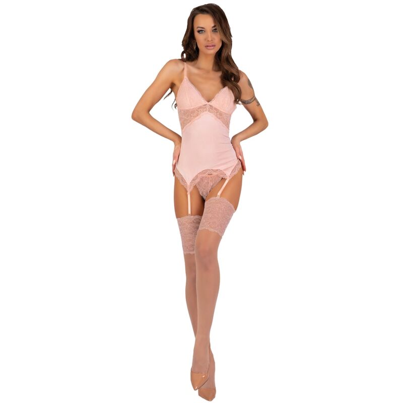 LIVCO CORSETTI FASHION - CONJUNTO PERSINNE PEACH DE CORSÉ + BRAGUITA + MEDIAS