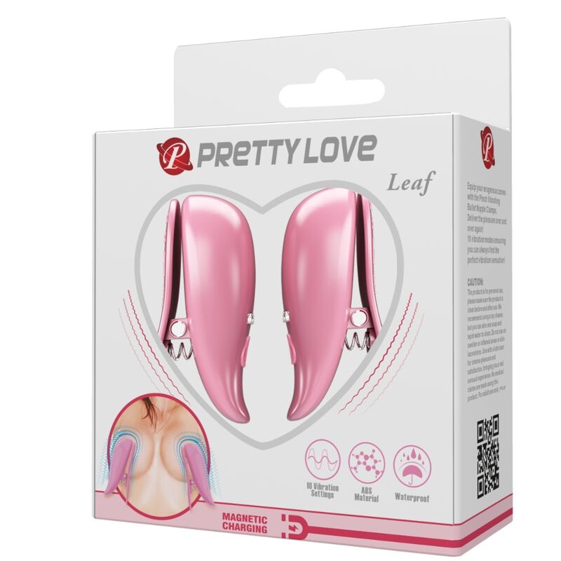 PRETTY LOVE - PINÇAS DE MAMILOS VIBRATÓRIAS EM FOLHA ROSA
