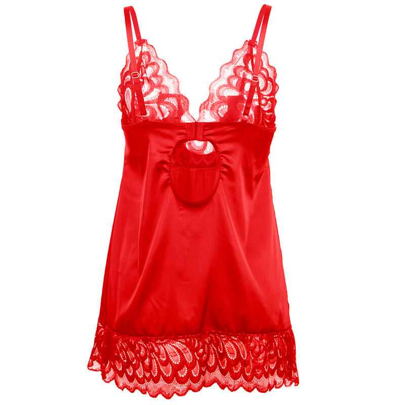 SUBBLIME - BABYDOLL DE CETIM COM RENDA VERMELHO L/XL
