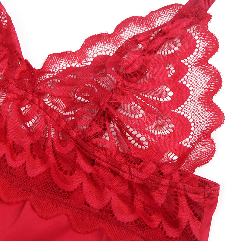 SUBBLIME - BABYDOLL DE CETIM COM RENDA VERMELHO L/XL