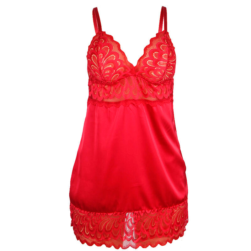 SUBBLIME - BABYDOLL DE CETIM COM RENDA VERMELHO L/XL