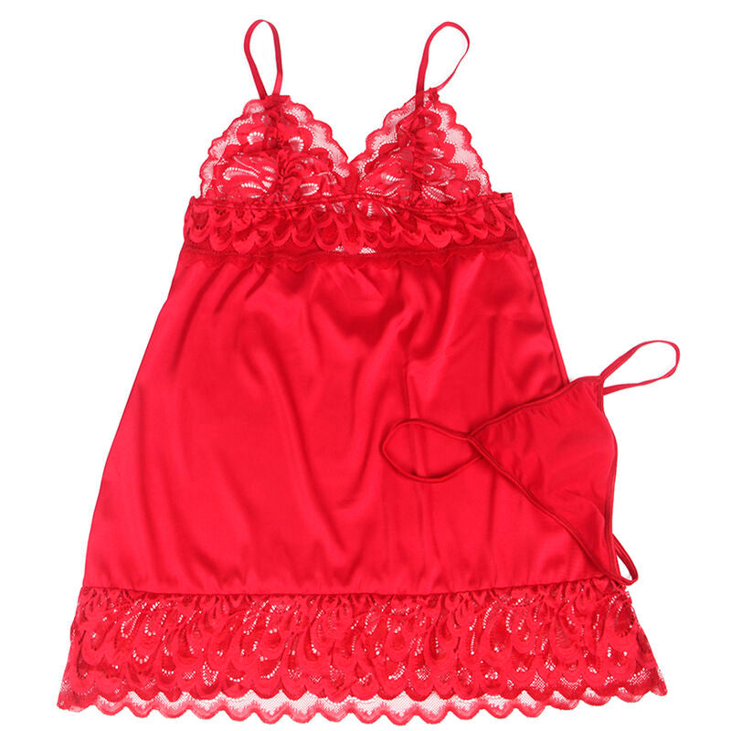 SUBBLIME - BABYDOLL DE CETIM COM RENDA VERMELHO L/XL