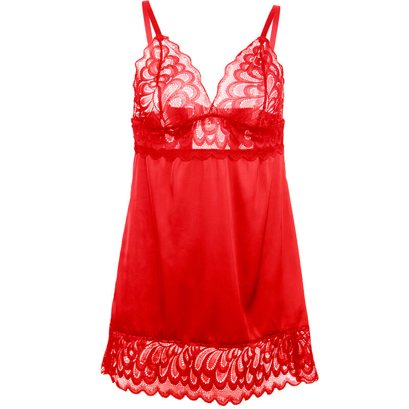 SUBBLIME - BABYDOLL DE CETIM COM RENDA VERMELHO L/XL