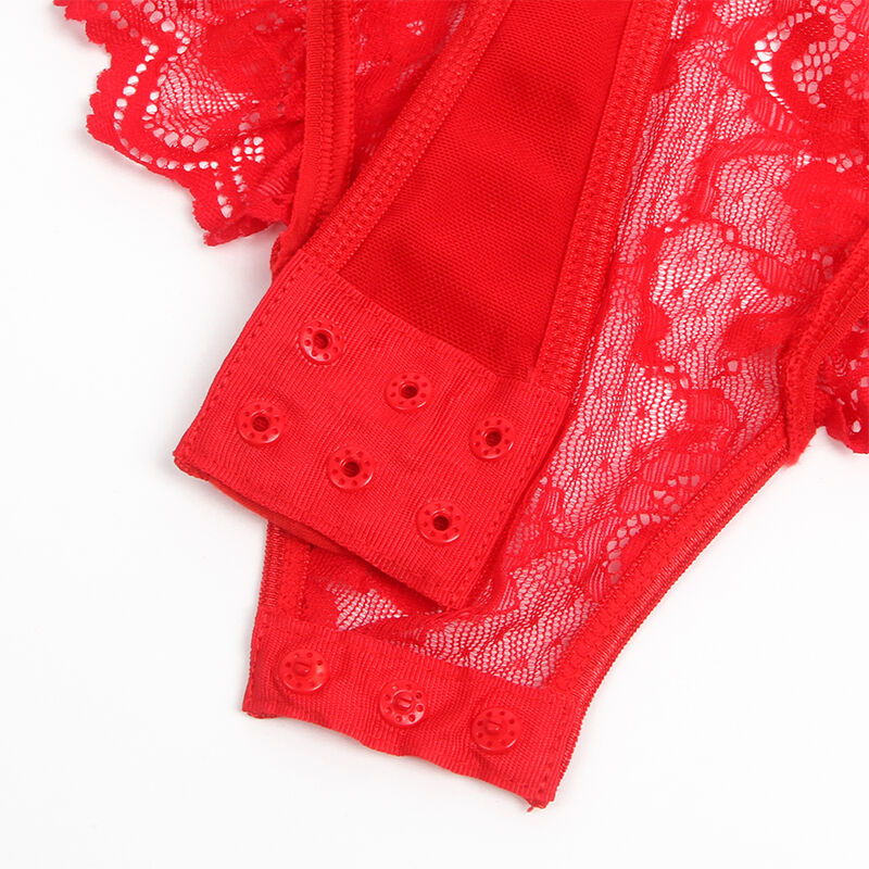 SUBBLIME - TEDDY CON LIGA CON DETALLE DE ENCAJE Y TIRAS ROJO L/XL