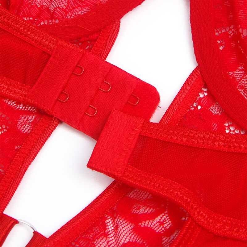 SUBBLIME - TEDDY CON LIGA CON DETALLE DE ENCAJE Y TIRAS ROJO L/XL