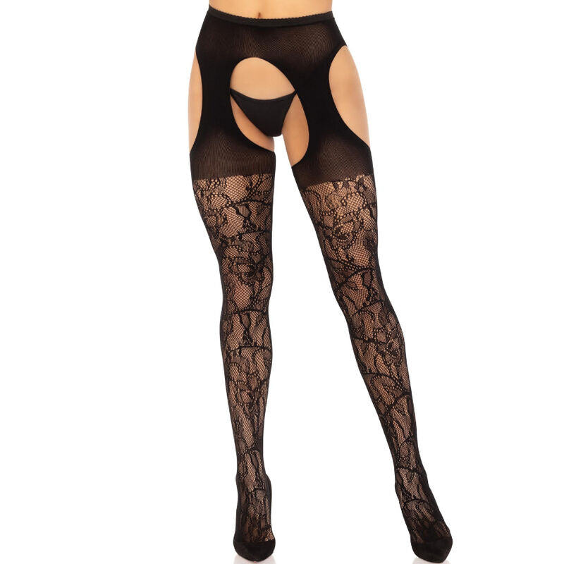 LEG AVENUE - MEIA-CALÇA DE RENDA PRETA