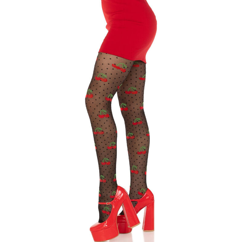 LEG AVENUE - MEIAS BLACK CHERRY MOLES