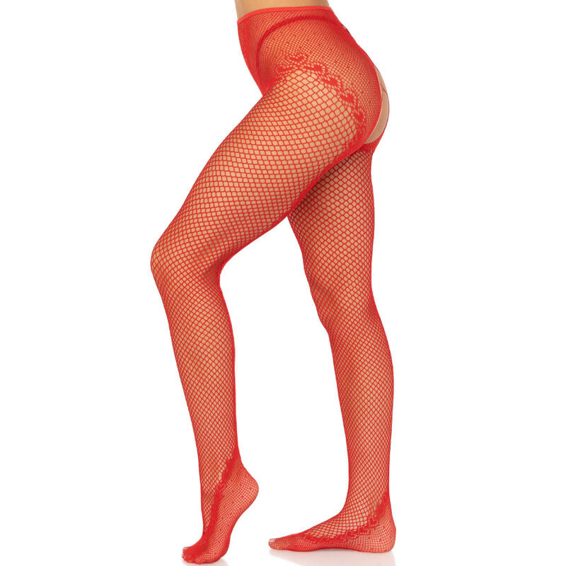 LEG AVENUE - MEIAS DE REDE SEM FUNDO VERMELHAS