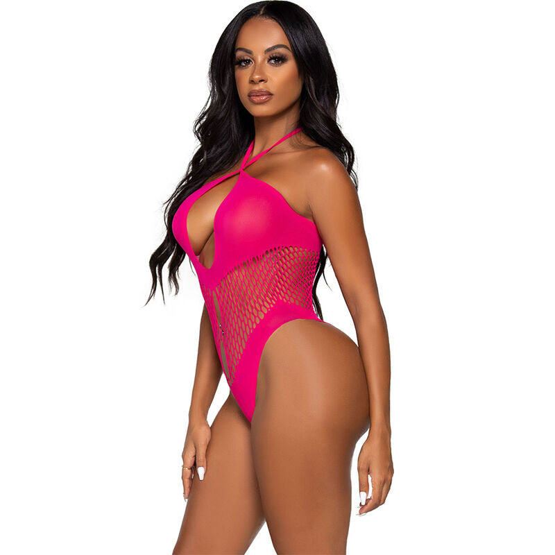 LEG AVENUE - BODY CON ESCOTE ABIERTO Y CRUZADO NARANJA