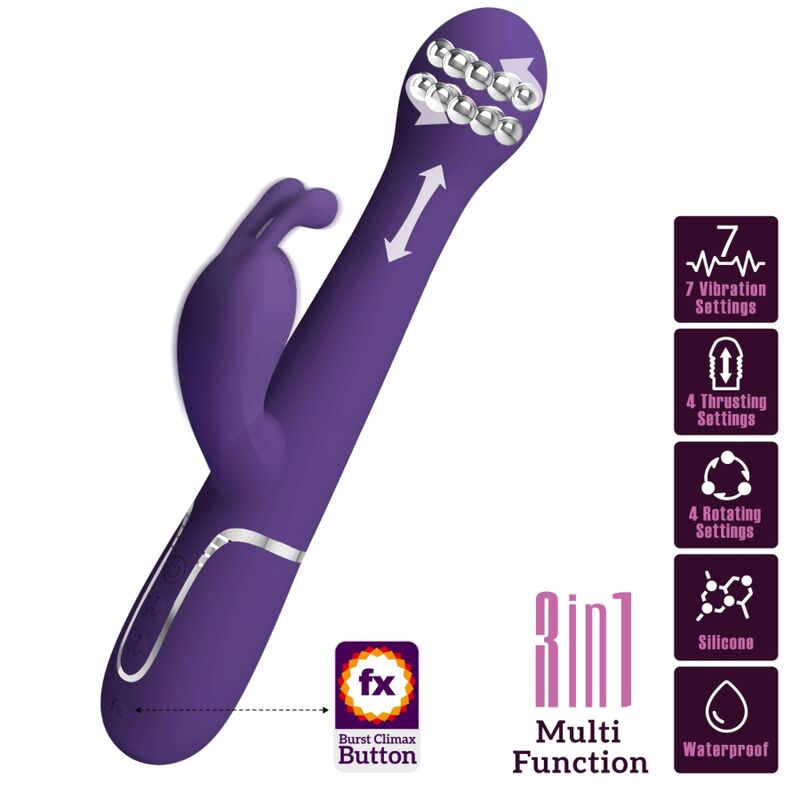PRETTY LOVE - VIBRADOR DEJON RABBIT 3 EM 1 MULTIFUNCIONAL ROXO