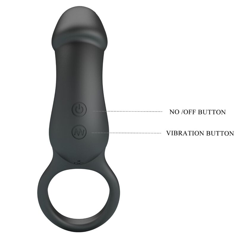 PRETTY LOVE - TRAE ANILLO VIBRADOR NEGRO CON ESTIMULADOR
