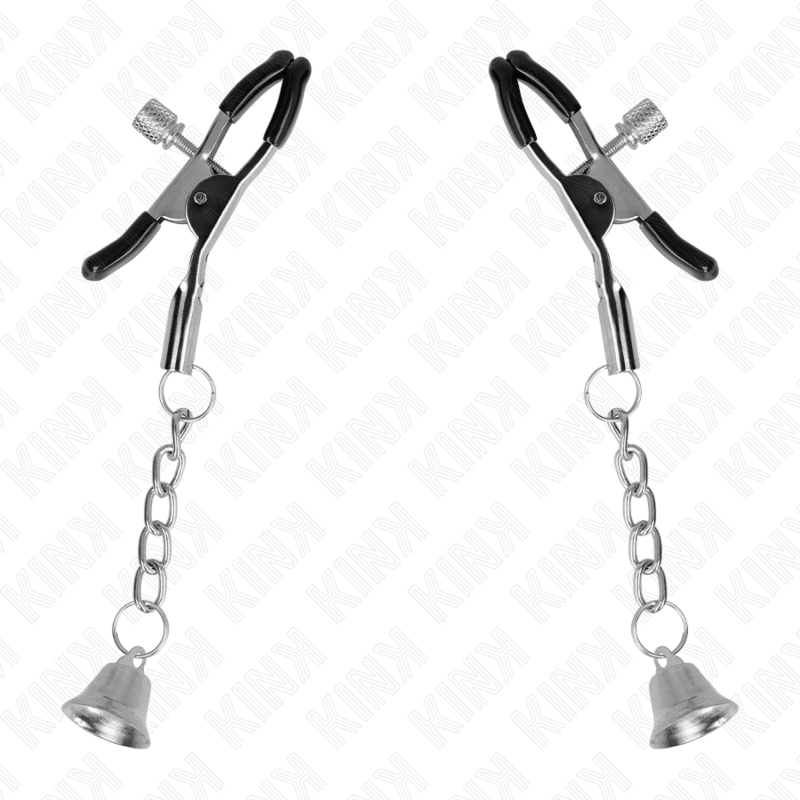 KINK - Grampos de mamilo com pingente de sino de prata 6 cm