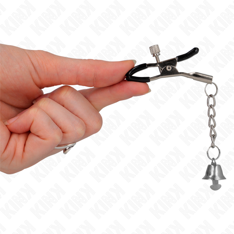 KINK - Grampos de mamilo com pingente de sino de prata 6 cm