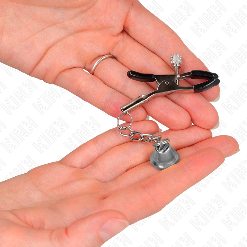 KINK - Grampos de mamilo com pingente de sino de prata 6 cm