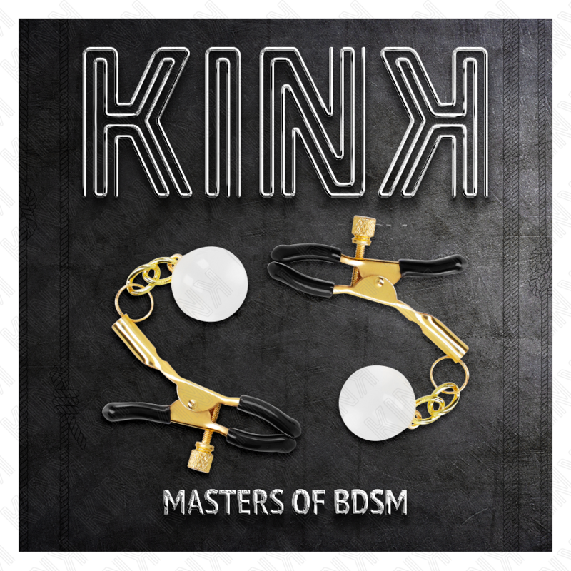 KINK - Grampos de mamilo com contas de vidro dourados 6 cm