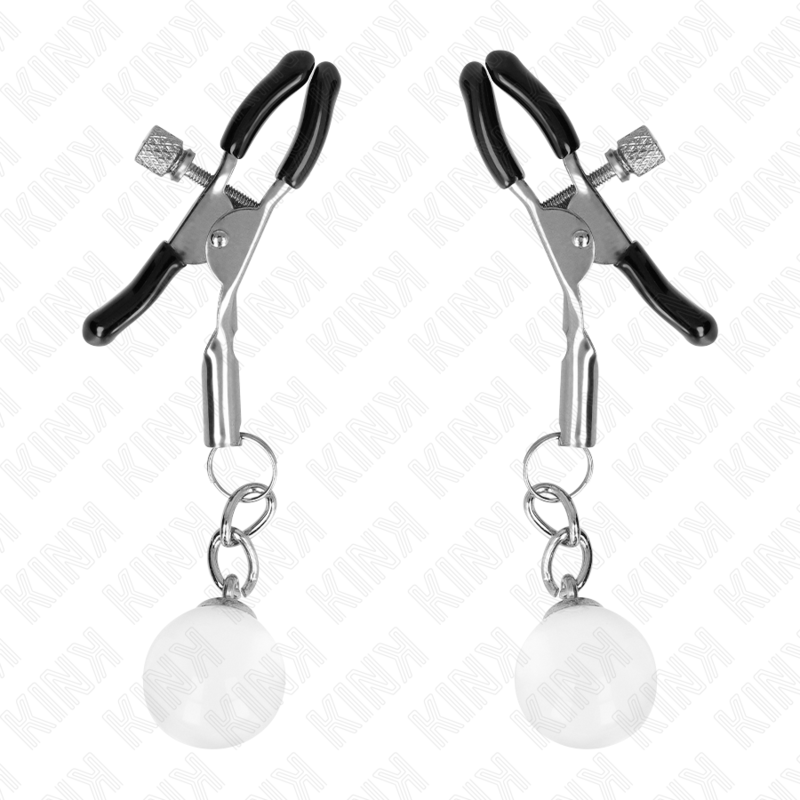 KINK - PINZAS PARA PEZONES CON CUENTAS DE VIDRIO PLATEADAS 6 CM
