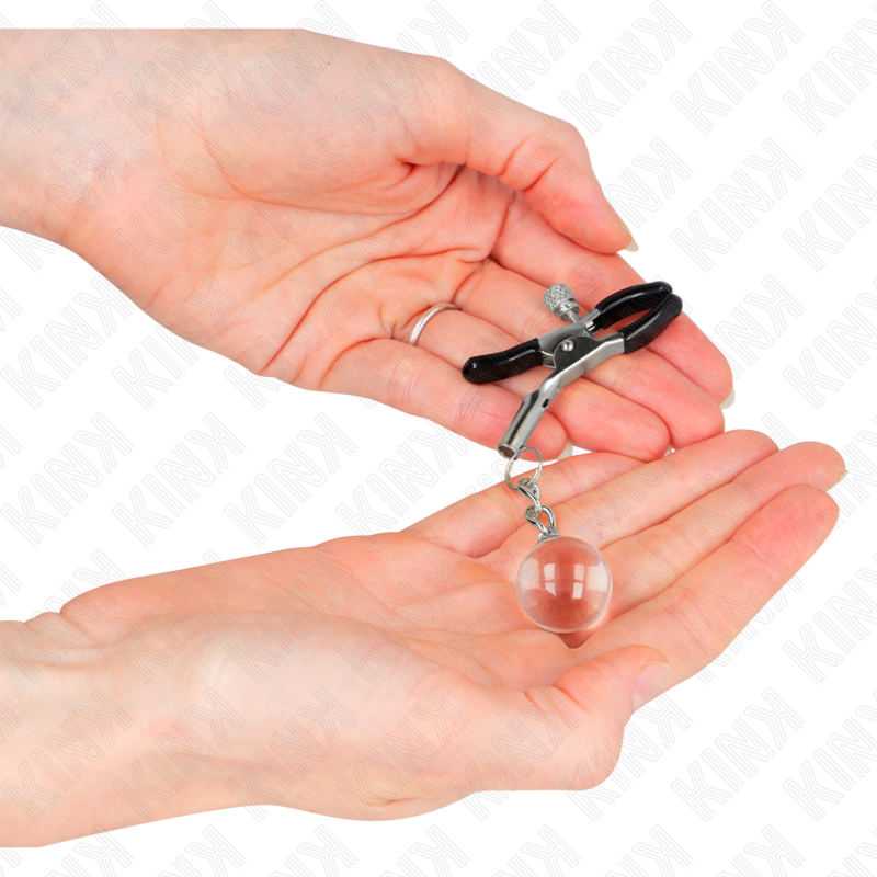 KINK - PINZAS PARA PEZONES CON CUENTAS DE VIDRIO PLATEADAS 6 CM