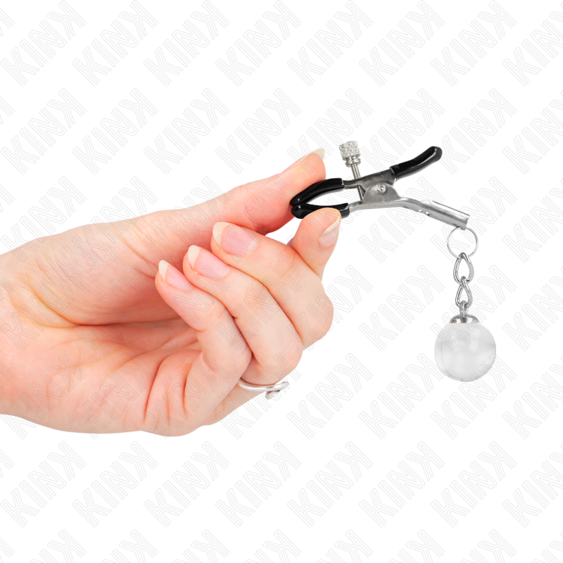 KINK - PINZAS PARA PEZONES CON CUENTAS DE VIDRIO PLATEADAS 6 CM