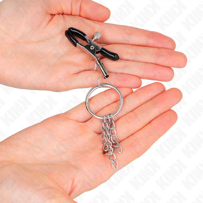 KINK - RING O-RING PINÇA DE MAMILO E CORRENTE PEQUENA PRATA 6 CM