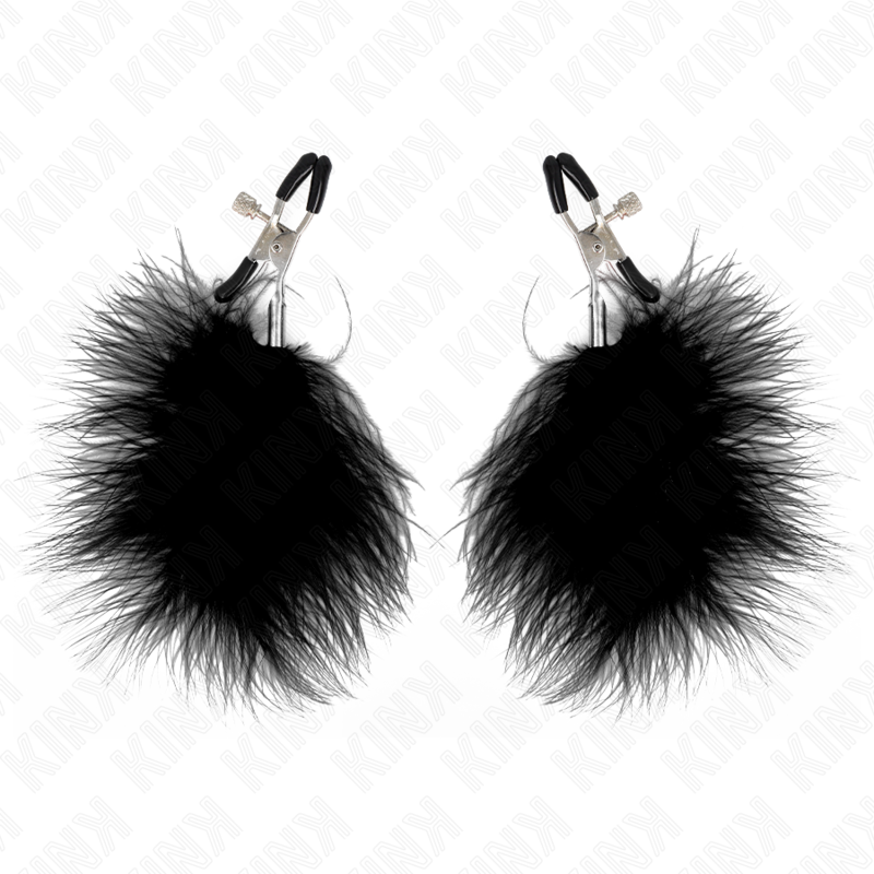 KINK - PINÇA DE MAMILO DE PENA PRETA 7 CM