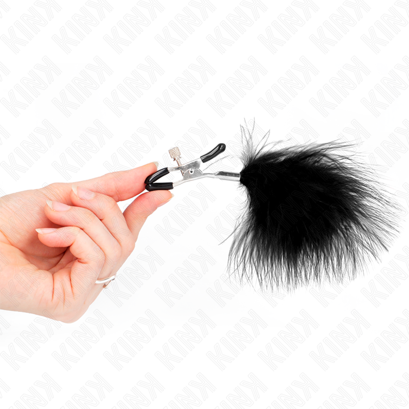 KINK - PINÇA DE MAMILO DE PENA PRETA 7 CM