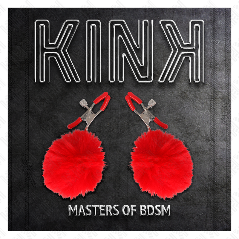 KINK - Grampo de mamilo com bola de pelo sintético vermelho 6 cm