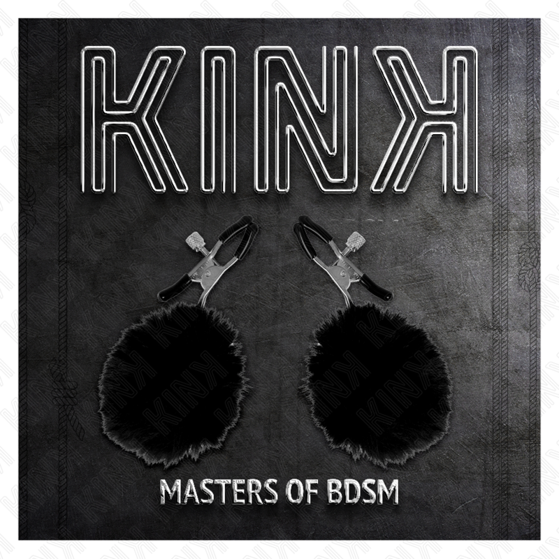 KINK - Grampo de mamilo com bola de pelo sintético preto 6 cm