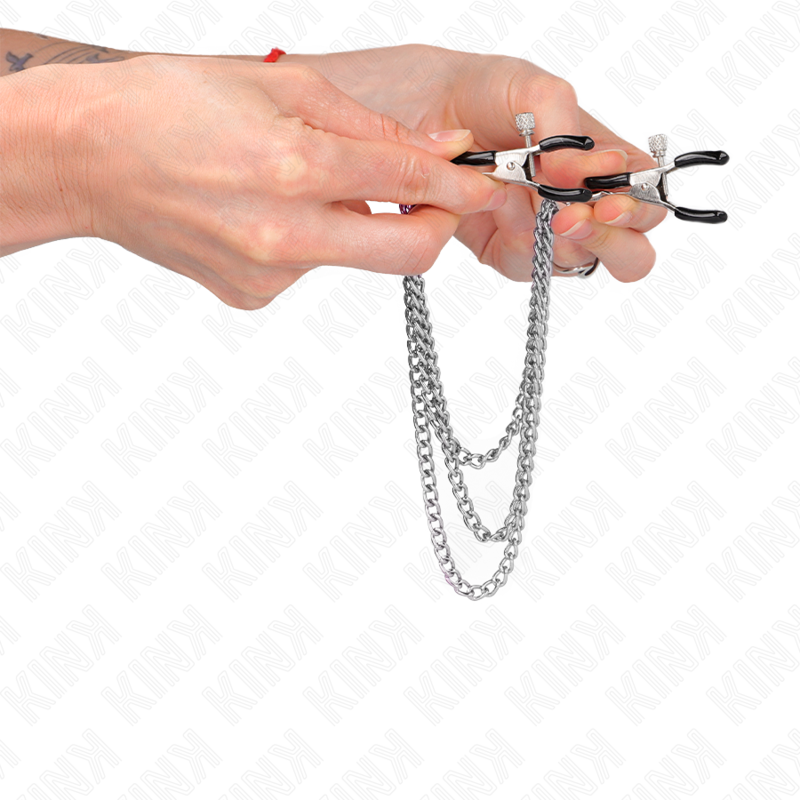 KINK - Grampos de mamilo com 3 correntes prata 20/23/28 cm