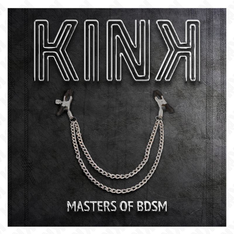 KINK - PINÇAS PARA MAMILOS COM 2 CORRENTES GROSSAS PRATA 20/23 CM