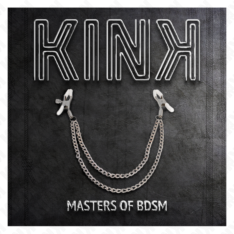 KINK - PINÇAS DE MAMILOS COM 2 CORRENTES FINAS PRATA 20/23 CM