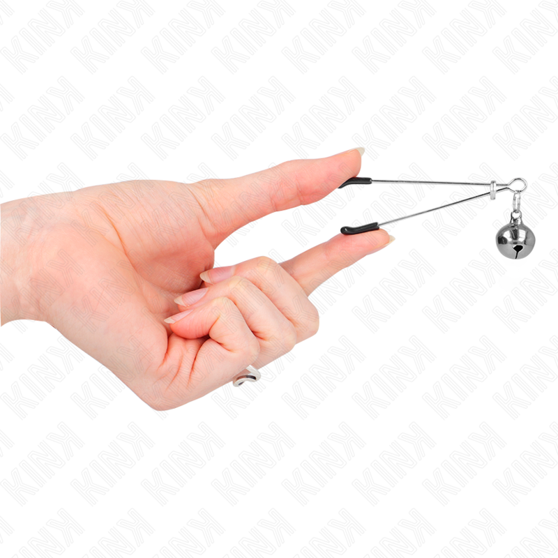 KINK - Grampos de mamilo finos em formato de sino, prata, 7 cm