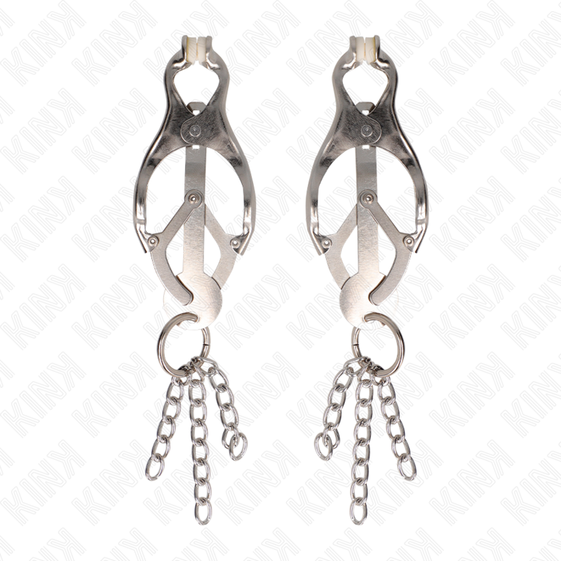 KINK - Grampos de mamilo de trevo japonês com pequenas correntes de prata