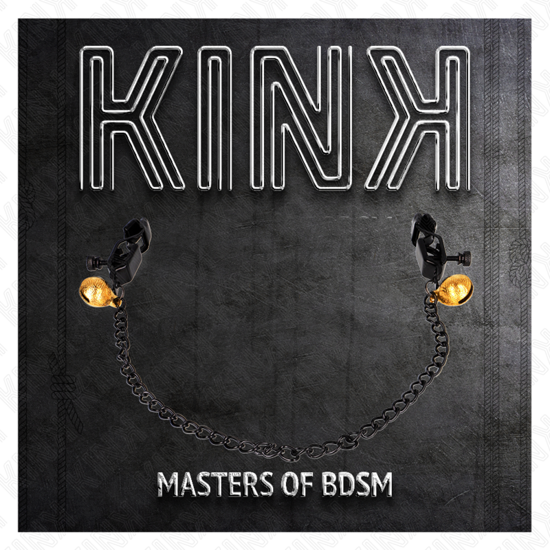 KINK - Grampos de mamilo de corrente plana e sino prata 30 cm
