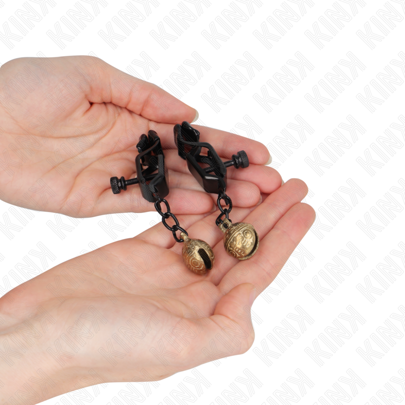 KINK - Grampos de mamilo estilo queixo de sino preto 7 cm