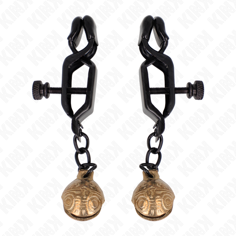 KINK - Grampos de mamilo estilo queixo de sino preto 7 cm