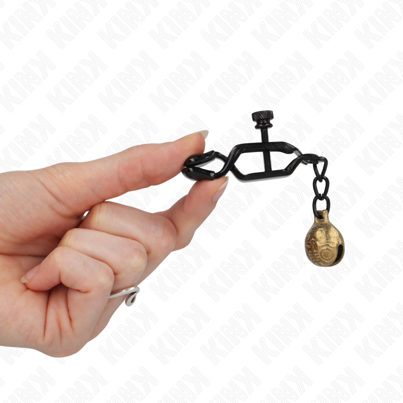 KINK - Grampos de mamilo estilo queixo de sino preto 7 cm