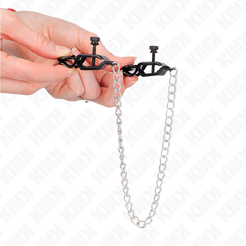 KINK - Grampos de mamilo de corrente plana prata 30 cm