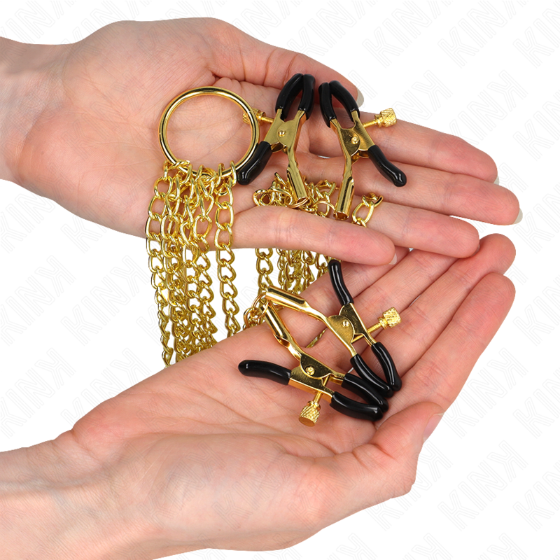 KINK - 4 GRAMPOS DE MAMILOS E CLITÓRIS AJUSTÁVEIS DOURADOS