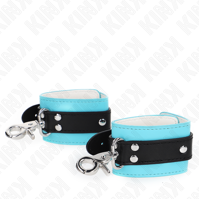 KINK - RESTRIÇÕES DE PULSO PREMIUM COM TRAVA PRETA / AZUL AJUSTÁVEL 21-28 CM X 5,5 CM