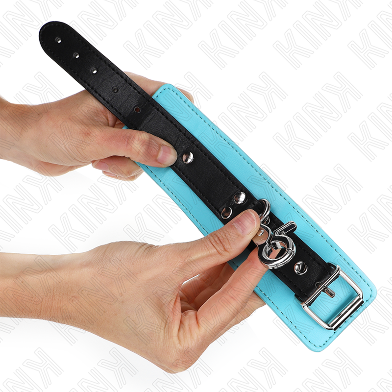 KINK - RESTRIÇÕES DE PULSO PREMIUM COM TRAVA PRETA / AZUL AJUSTÁVEL 21-28 CM X 5,5 CM