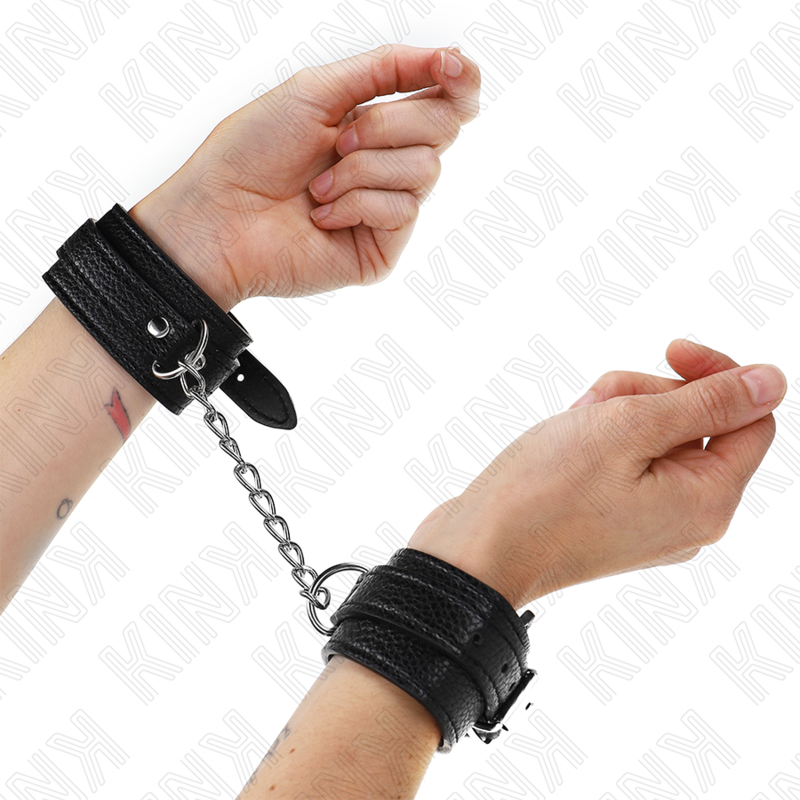 KINK - RESTRIÇÕES DE PUNHO COM PADRÃO DE COBRA PRETAS AJUSTÁVEIS 20-28 CM X 5,4 CM