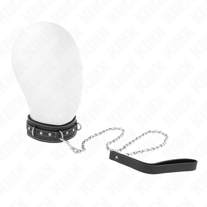 KINK - COLAR DE COURO PVC COM CINTO 105 CM REBITE DE STRASS 41,5 X 4 CM