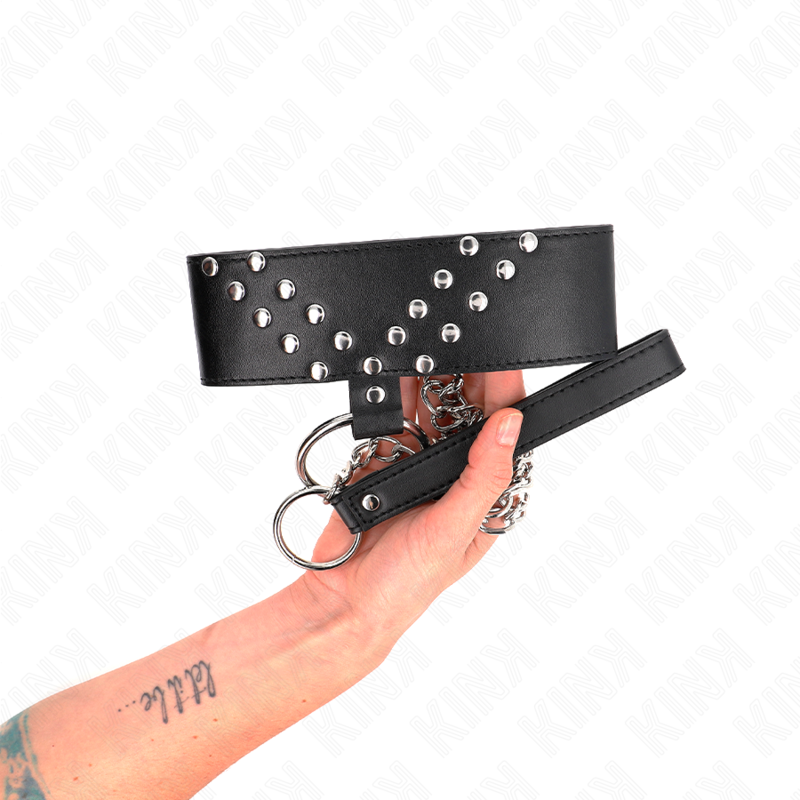 KINK - COLAR COM CINTO 65 CM COM REBITE EM V AJUSTÁVEL 36-43 CM X 5 CM