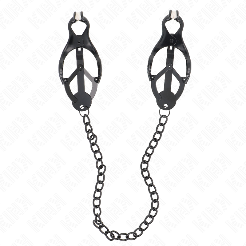 KINK - Grampos de mamilo de trevo japonês com corrente preta 30 cm