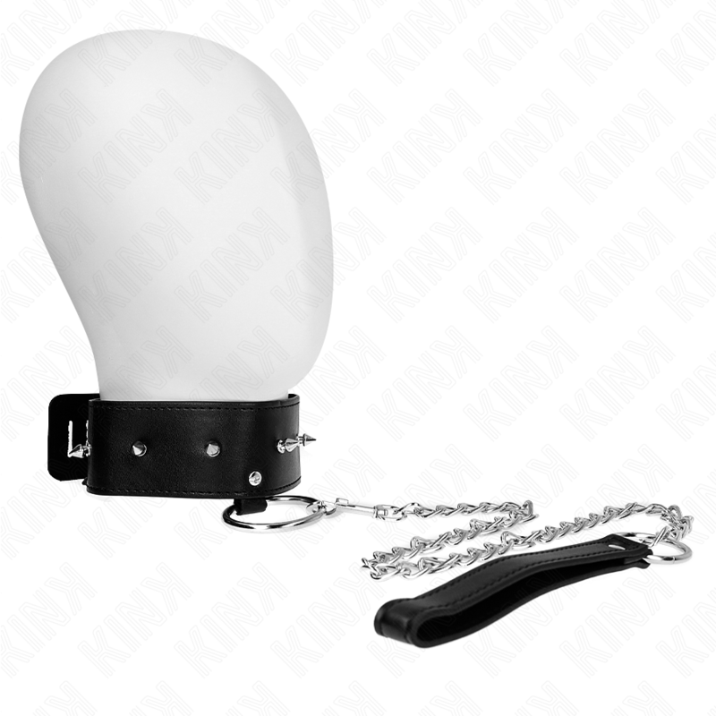 KINK - COLAR 65 CM COM COLEIRA COM TACHAS PRATEADAS MODELO 2 AJUSTÁVEL 36-43 CM X 5 CM